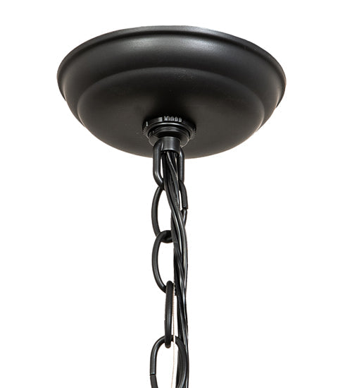 Meyda Lighting Tall Pines 10" 3-Light Solar Black Pendant Light With Amber Mica Shade Glass