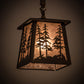 Meyda Lighting Tall Pines 10" Antique Copper Mini Pendant Light With Silver Mica Shade Glass