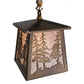 Meyda Lighting Tall Pines 10" Antique Copper Mini Pendant Light With Silver Mica Shade Glass