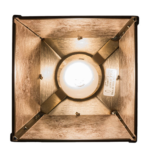 Meyda Lighting Tall Pines 10" Antique Copper Mini Pendant Light With Silver Mica Shade Glass