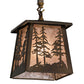 Meyda Lighting Tall Pines 10" Antique Copper Mini Pendant Light With Silver Mica Shade Glass