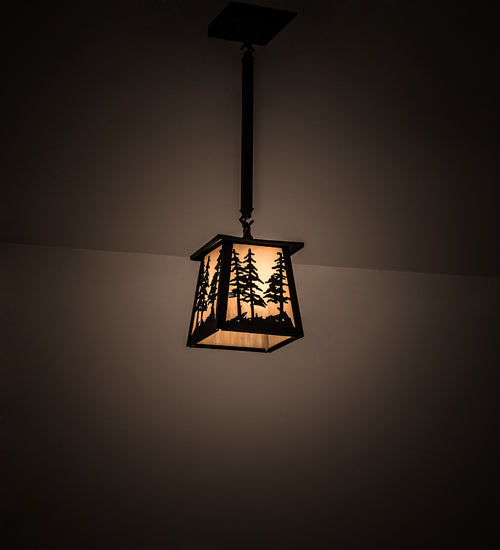Meyda Lighting Tall Pines 10" Mahogany Bronze Pendant Light With Beige Sahara Taupe Idalight Shade
