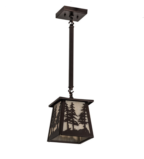 Meyda Lighting Tall Pines 10" Mahogany Bronze Pendant Light With Beige Sahara Taupe Idalight Shade