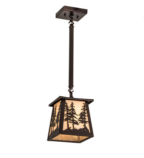 Meyda Lighting Tall Pines 10" Mahogany Bronze Pendant Light With Beige Sahara Taupe Idalight Shade