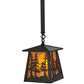 Meyda Lighting Tall Pines 10" Wrought Iron Mini Pendant Light With Amber Mica Shade Glass