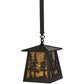 Meyda Lighting Tall Pines 10" Wrought Iron Mini Pendant Light With Amber Mica Shade Glass