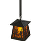 Meyda Lighting Tall Pines 10" Wrought Iron Mini Pendant Light With Amber Mica Shade Glass