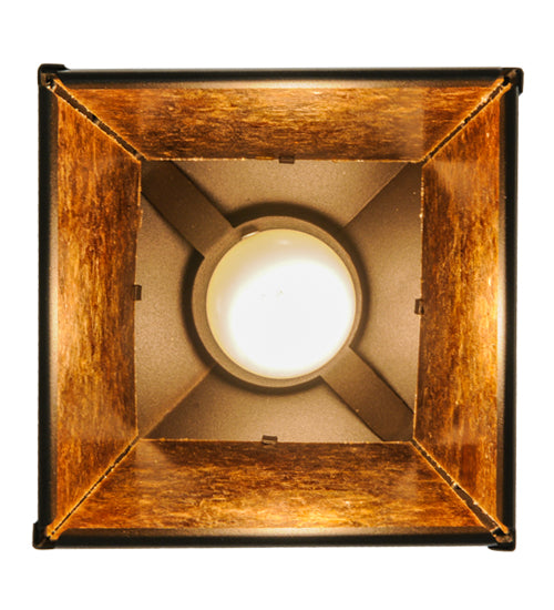Meyda Lighting Tall Pines 10" Wrought Iron Mini Pendant Light With Amber Mica Shade Glass