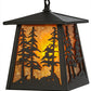 Meyda Lighting Tall Pines 10" Wrought Iron Mini Pendant Light With Amber Mica Shade Glass