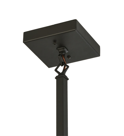 Meyda Lighting Tall Pines 10" Wrought Iron Mini Pendant Light With Amber Mica Shade Glass
