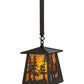 Meyda Lighting Tall Pines 10" Wrought Iron Mini Pendant Light With Amber Mica Shade Glass