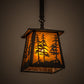 Meyda Lighting Tall Pines 10" Wrought Iron Pendant Light With Amber Mica Shade Glass