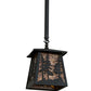 Meyda Lighting Tall Pines 10" Wrought Iron Pendant Light With Amber Mica Shade Glass