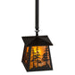 Meyda Lighting Tall Pines 10" Wrought Iron Pendant Light With Amber Mica Shade Glass