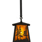 Meyda Lighting Tall Pines 10" Wrought Iron Pendant Light With Amber Mica Shade Glass