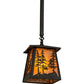 Meyda Lighting Tall Pines 10" Wrought Iron Pendant Light With Amber Mica Shade Glass