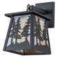 Meyda Lighting Tall Pines 11" Oil Rubbed Bronze Hanging Wall Sconce With Beige Iridescent Art Shade Glass