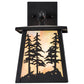 Meyda Lighting Tall Pines 11" Oil Rubbed Bronze Hanging Wall Sconce With Beige Iridescent Art Shade Glass