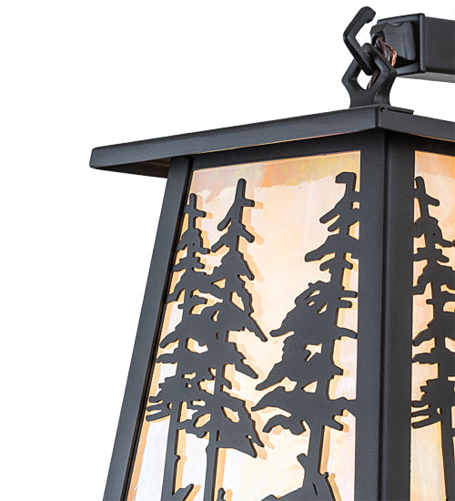 Meyda Lighting Tall Pines 11" Oil Rubbed Bronze Hanging Wall Sconce With Beige Iridescent Art Shade Glass