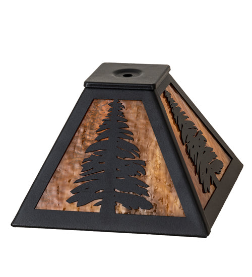 Meyda Lighting Tall Pines 11" Textured Black Frame With Honey Art Shade Glass