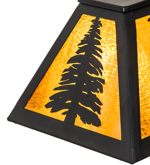 Meyda Lighting Tall Pines 11" Textured Black Frame With Honey Art Shade Glass