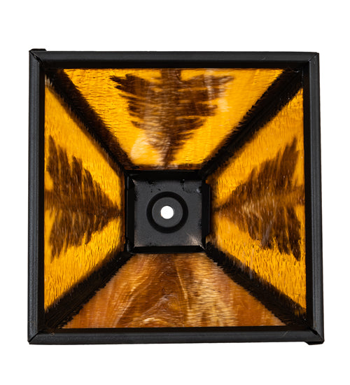 Meyda Lighting Tall Pines 11" Textured Black Frame With Honey Art Shade Glass