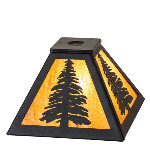 Meyda Lighting Tall Pines 11" Textured Black Frame With Honey Art Shade Glass
