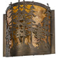 Meyda Lighting Tall Pines 12" 2-Light Antique Copper Wall Sconce With Amber Mica Shade Glass