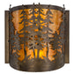 Meyda Lighting Tall Pines 12" 2-Light Antique Copper Wall Sconce With Amber Mica Shade Glass