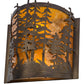 Meyda Lighting Tall Pines 12" 2-Light Antique Copper Wall Sconce With Amber Mica Shade Glass