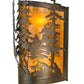 Meyda Lighting Tall Pines 12" 2-Light Antique Copper Wall Sconce With Amber Mica Shade Glass