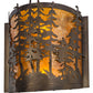 Meyda Lighting Tall Pines 12" 2-Light Antique Copper Wall Sconce With Amber Mica Shade Glass