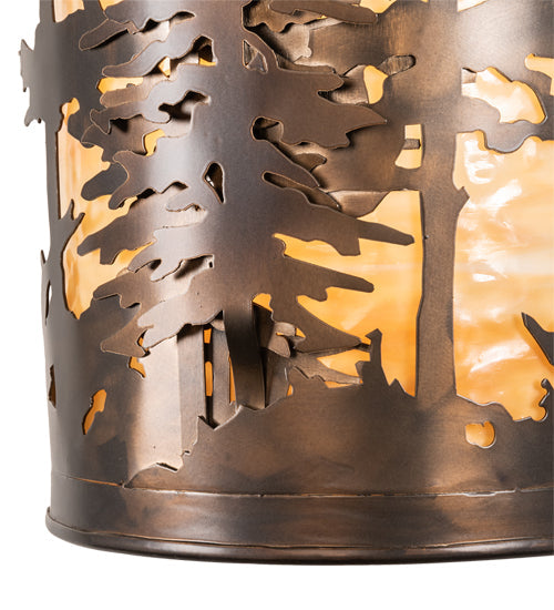 Meyda Lighting Tall Pines 12" 2-Light Antique Copper Wall Sconce With Beige Shade Glass