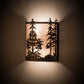 Meyda Lighting Tall Pines 12" 2-Light Antique Copper Wall Sconce With Silver Mica Shade Glass