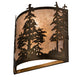 Meyda Lighting Tall Pines 12" 2-Light Antique Copper Wall Sconce With Silver Mica Shade Glass