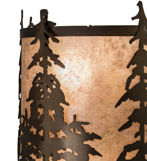 Meyda Lighting Tall Pines 12" 2-Light Antique Copper Wall Sconce With Silver Mica Shade Glass