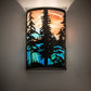 Meyda Lighting Tall Pines 12" 2-Light Black Satin Wrought Iron Wall Sconce With Pink & Blue Shade Glass