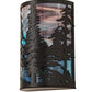Meyda Lighting Tall Pines 12" 2-Light Black Satin Wrought Iron Wall Sconce With Pink & Blue Shade Glass