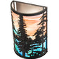 Meyda Lighting Tall Pines 12" 2-Light Black Satin Wrought Iron Wall Sconce With Pink & Blue Shade Glass