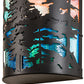 Meyda Lighting Tall Pines 12" 2-Light Black Satin Wrought Iron Wall Sconce With Pink & Blue Shade Glass