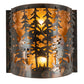 Meyda Lighting Tall Pines 12" 2-Light Dark Burnished Antique Copper Wall Sconce With Amber Mica Shade Glass