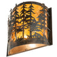 Meyda Lighting Tall Pines 12" 2-Light Dark Burnished Antique Copper Wall Sconce With Amber Mica Shade Glass