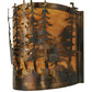Meyda Lighting Tall Pines 12" 2-Light Dark Burnished Antique Copper Wall Sconce With Ambra Siena Idalight Shade Glass