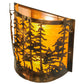 Meyda Lighting Tall Pines 12" 2-Light Dark Burnished Antique Copper Wall Sconce With Ambra Siena Idalight Shade Glass