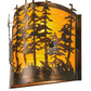 Meyda Lighting Tall Pines 12" 2-Light Dark Burnished Antique Copper Wall Sconce With Ambra Siena Idalight Shade Glass
