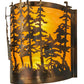 Meyda Lighting Tall Pines 12" 2-Light Dark Burnished Antique Copper Wall Sconce With Ambra Siena Idalight Shade Glass