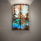 Meyda Lighting Tall Pines 12" 2-Light Light Burnished Transparent Copper Wall Sconce With Multi-Colored Shade Glass