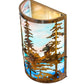 Meyda Lighting Tall Pines 12" 2-Light Light Burnished Transparent Copper Wall Sconce With Multi-Colored Shade Glass