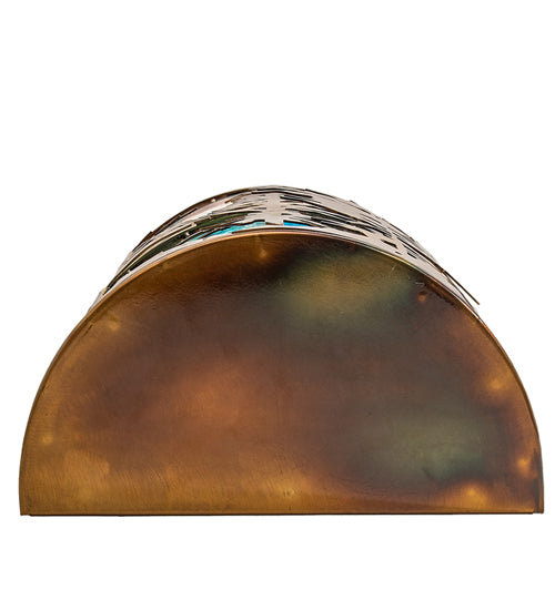 Meyda Lighting Tall Pines 12" 2-Light Light Burnished Transparent Copper Wall Sconce With Multi-Colored Shade Glass