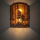 Meyda Lighting Tall Pines 12" 2-Light Rust Wall Sconce With Amber Mica Shade Glass